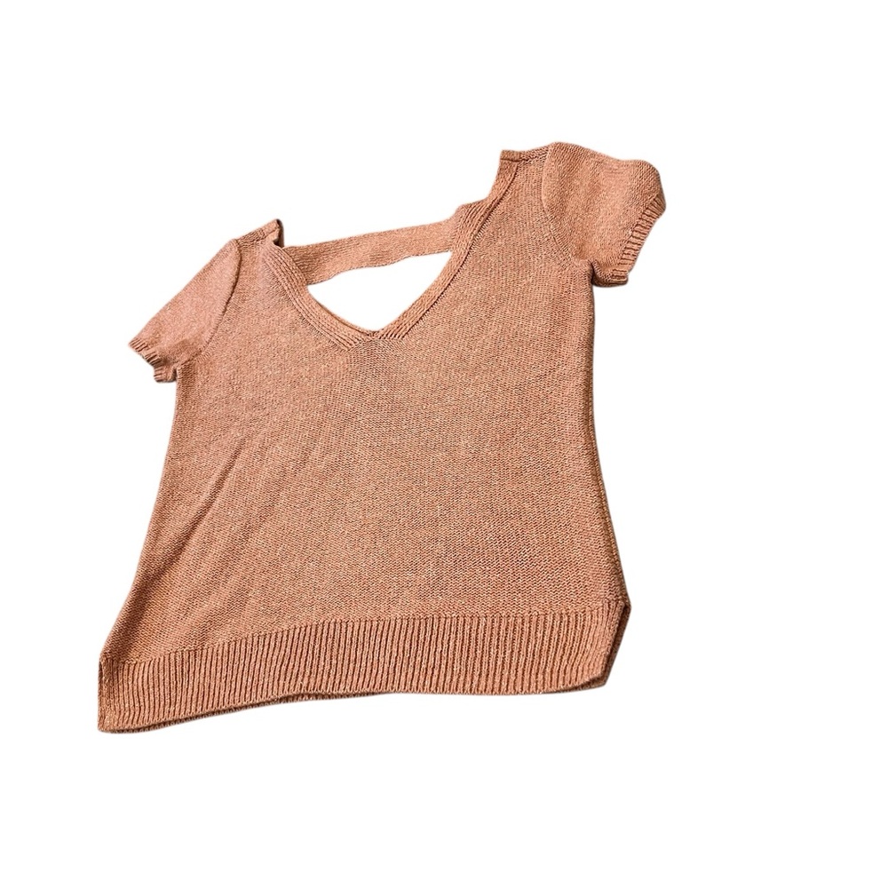 Madewell Rust-Peach Knit Short-Sleeve Sweater